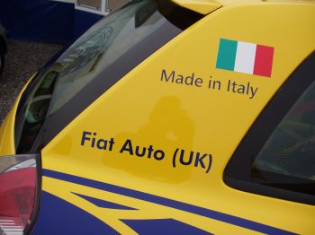 The three car Fiat Stilo team which entered the recent World Rally Championship Wales Rally GB proudly carried 'Made in Italy' decals