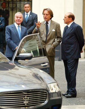 In a private ceremony held yesterday evening, Italian Prime Minister Silvio Berlusconi received a Maserati Quattroporte from the President of the Ferrari Maserati Group, Luca di Montezemolo.
