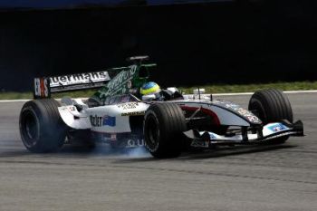 Minardi Cosworth during qualifying for the 2004 Brazilian Grand Prix