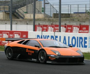 Jean-Denis Deletraz, Andrea Piccini, Felipe Ortiz and Beppe Gabbiani yesterday drove the first Lamborghini Murcielago R-GT delivered to DAMS on the Bugatti race track at Le Mans ahead of the first race for the French team, at Imola next month, in the 8th round of the FIA GT Championship