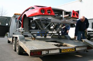 Colin McRae's Ferrari 550 GTS Maranello being built at Prodrive's workshops