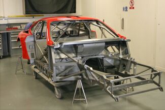 Colin McRae's Ferrari 550 GTS Maranello being built at Prodrive's workshops