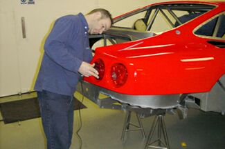 Colin McRae's Ferrari 550 GTS Maranello being built at Prodrive's workshops