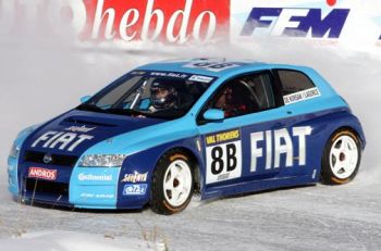 Making an impact this winter: A 350bhp 3.0-litre V6 silhouette Fiat Stilo will be competing in this year's 'Trophee Andros' ice racing series 