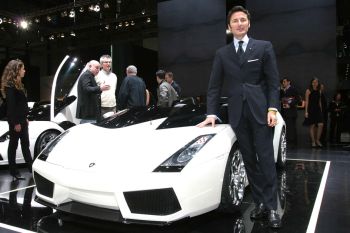 Lamborghini's Chief Executive Officer Stefan Winckelmann poses with the Concept S in Geneva: now the sportscar maker has hinted that it could enter very limited production