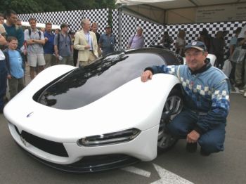 Pink Floyd drummer Nick Mason, who also owns a Maserati Birdcage Tipo 61, took a break from the rehearsals for the Live 8 concert due to take place in London and other cities this weekend to drive it at the Goodwood  Festival  of  Speed
