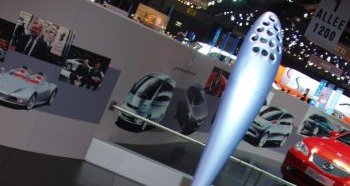 The Torch of the Torino 2006 Winter Olympics (seen here at the Geneva Salon on 1st March), and officially presented today at Palazzo Marino, Milan, has the  Pininfarina  signature