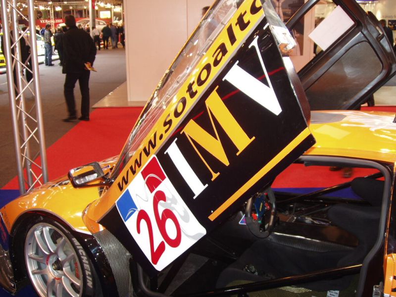 DAMS Lamborghini Murcielago R-GT on the SRO Motorsports Group stand at the 2005 Autosport International Show at the Birmingham NEC