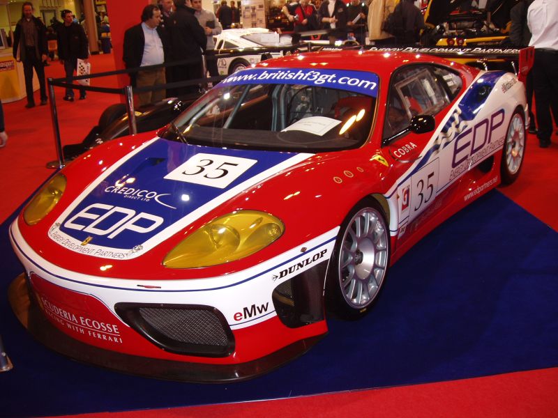Ferrari 360 GTC on the SRO Motorsports Group stand at the 2005 Autosport International Show at the Birmingham NEC