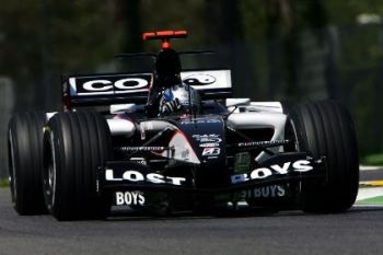 Minardi driver's Christijan Albers and Patrick Friesacher put in strong performances in the team new PS05 chassis during the first qualifying session for Sunday’s San Marino Grand Prix