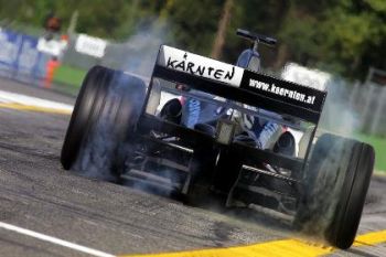 Minardi driver's Christijan Albers and Patrick Friesacher put in strong performances in the team new PS05 chassis during the first qualifying session for Sunday’s San Marino Grand Prix