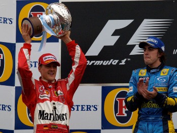 Fernando Alonso made it three in a row when he won the 62 lap San Marino Grand Prix at Imola on Sunday, but the real excitement came from his fantastic duel with Michael Schumachers Ferrari over the last 11 laps of the race, the pair being just 0.2s apart at the end. Jenson Button completed the top three to open his score in the championship. 