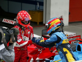 Fernando Alonso made it three in a row when he won the 62 lap San Marino Grand Prix at Imola on Sunday, but the real excitement came from his fantastic duel with Michael Schumachers Ferrari over the last 11 laps of the race, the pair being just 0.2s apart at the end. Jenson Button completed the top three to open his score in the championship. 