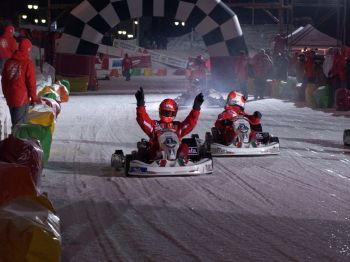 At the conclusion of 'Wroom 2005', Michael Schumacher and Rubens Barrichello, along with other Ferrari team member's, took part in a unique karting challenge