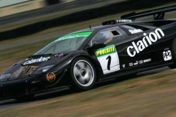 The fearsome jet-black, Lamborghini Australia-run, Diablo GTR has been the pace setter in the Australian Nations Cup for the last few years. Here Paul Stokell is seen on his way to claiming the 2004 driver's title