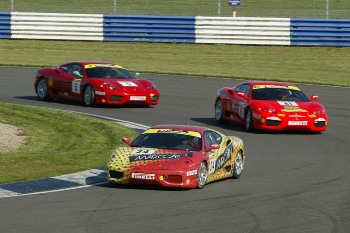 Ferrari Team UK's Peter Sowerby made it a fantastic two wins from two races in the European Ferrari 360 Challenge Trofeo Pirelli at Silverstone over the weekend. Out-qualifying several of the quicker Trofeo Pirelli drivers, Peter managed to stay ahead of the Coppa Shell drivers despite having to carry an extra 25kgs of success ballast in Race 2 following his class win in Race 1 on Saturday, and he now leads the Coppa Shell driver's standings with 70 points.