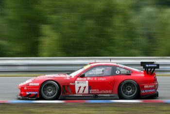 Pedro Lamy and Gabriele Gardel drove a magnificent race at Brno to win the fifth round of the FIA GT Championship this afternoon, in the Larbre Compétition Ferrari 550 Maranello
