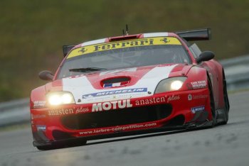 Pedro Lamy and Gabriele Gardel drove a magnificent race at Brno to win the fifth round of the FIA GT Championship this afternoon, in the Larbre Compétition Ferrari 550 Maranello