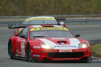 Pedro Lamy and Gabriele Gardel drove a magnificent race at Brno to win the fifth round of the FIA GT Championship this afternoon, in the Larbre Compétition Ferrari 550 Maranello