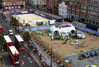 FIAT 500C BIG SMILES - PARKLIFE, OXFORD STREET, LONDON, UK