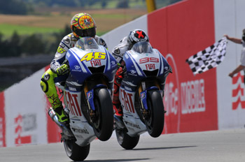 VALENTINO ROSSI AND JORGE LORENZO - FIAT YAMAHA TEAM - 2009 GERMAN GRAND PRIX, SACHSENRING