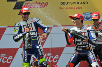 VALENTINO ROSSI AND JORGE LORENZO - FIAT YAMAHA TEAM - 2009 GERMAN GRAND PRIX, SACHSENRING