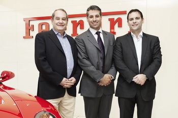 Ferrari SpA Chief Executive Amedeo Felisa, with newly appointed Director of Ferrari Asia Pacific, Edwin Fenech, and Bobby Zagame, Managing Director of the Zagame Automotive Group.