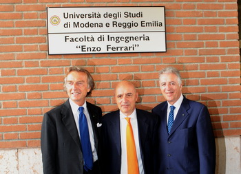 A ceremony took place today to officially name the University of Modenas Faculty of Engineering in honour of Enzo Ferrari in recognition of the Prancing Horse company founders steadfast commitment to its creation. Ferrari Chairman Luca di Montezemolo and Vice-Chairman Piero Ferrari both attended