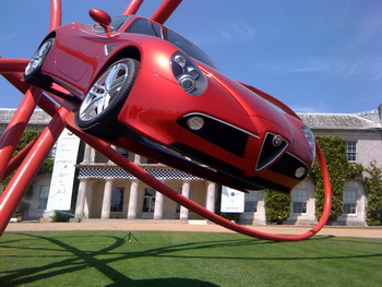 ALFA ROMEO SCULPTURE ON LAWN OF GOODWOOD HOUSE, FESTIVAL OF SPEED 2010