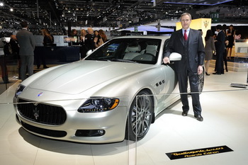 HARALD WESTER WITH THE MASERATI GRANCABRIO AT THE 80TH GENEVA MOTOR SHOW 2010