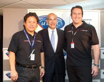 Mark Chung, Yokohama director, corporate strategy and planning (left), Scott Atherton, ALMS President & CEO (middle), and West Racing Team owner Eduardo Espindola (right) at the press conference to announce the programme in Road Atlanta.
