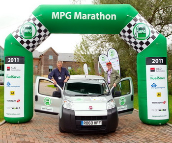 A Fiat Fiorino Cargo 1.3 MultiJet Diesel 75 Euro 5 van taking part in the ALD Automotive Shell FuelSave MPG Marathon event in the UK returned 82.96 mpg over the economy tests 370 mile course to come away with the Overall Best MPG title