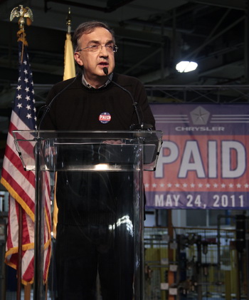 Chrysler Group CEO Sergio Marchionne, Assistant to President Obama for Manufacturing Policy Ron A. Bloom and Deputy Director of the National Economic Council Brian Deese joined government officials, UAW representatives and employees at the Sterling Heights Assembly Plant, for the loan repayment anouncement.