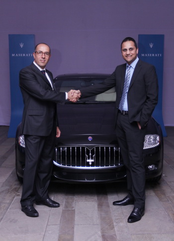 Simone Niccolai, Regional Manager Maserati Asia Pacific, and Ashish Chordia, Chairman Shreyans Group, official partner of Maserati in India.