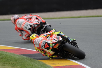 NICKY HAYDEN AND VALENTINO ROSSI - DUCATI GP11.1 - 2011 GERMAN MOTOGP GRAND PRIX, SACHSENRING