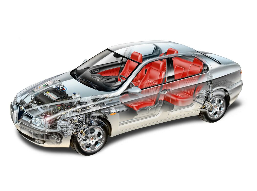 cutaway image of the new 2002 Alfa Romeo 156