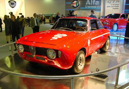 The GTA theme is underlined by one of the original GTA race cars which is being displayed on the Alfa Romeo stand at the Bologna Motor Show