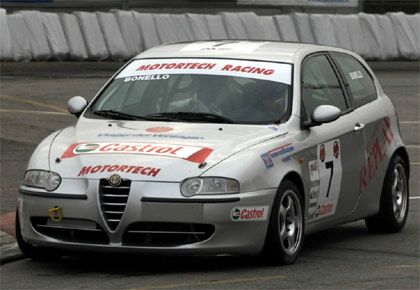 Alfa Romeo 147 race car competing at the 2002 Bologna Motor Show yesterday