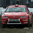 Fiat Punto Abarth Rally in action at the Bologna Motor Show