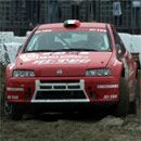 Fiat Punto Abarth Rally in action at the Bologna Motor Show