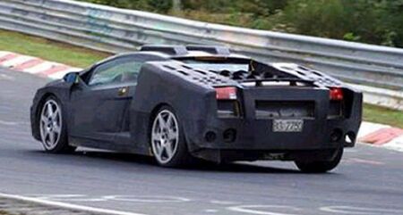 click here to enlarge this image of the Lamborghini Gallardo prototype undergoing trials