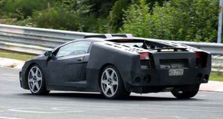 click here to enlarge this image of the Lamborghini Gallardo prototype undergoing trials