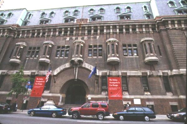 The outside of the '69th Regiment Armoury' building in Midtown Manhattan, New York