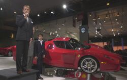 Ferrari-Maserati Group Chairman Luca di Montezemolo introduces the Enzo