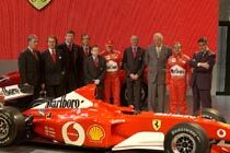 Michael Schumacher, Rubens Barrichello with this years Ferrari F2002