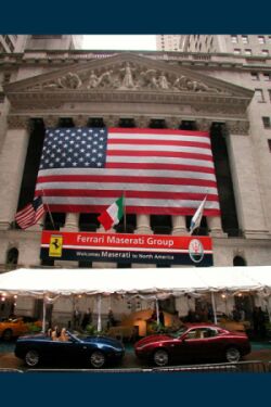 Maserati Coupe and Spyder on display on Wall Street