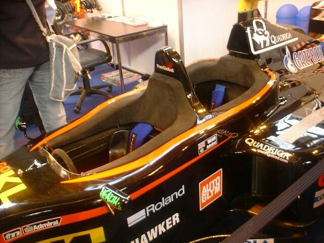 Minardi's unusual two seater F1 car at the 2003 Autosport International Motorsports Show at the Birmingham NEC