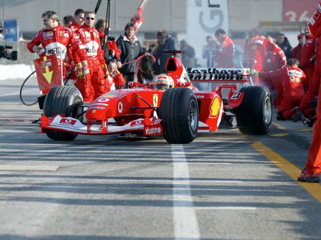 Luca Badoer demonstrates the Ferrari F2003-GA
