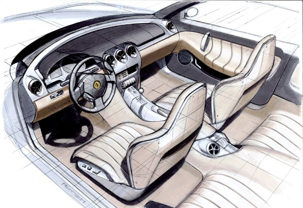 Pininfarina design sketch of the Ferrari 456GT replacement