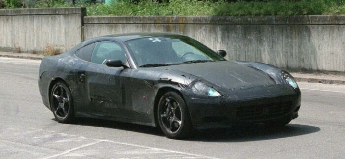 click here to view in high resolution this image of a Ferrari 460 prototype testing around Maranello